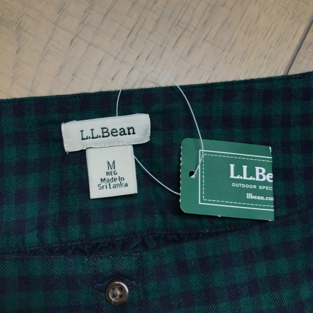 L.L. Bean Flannel Shirt Womens Size M Green Squareneck Top Whisperweight Cottage - Picture 4 of 11